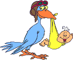 Storch mit Baby